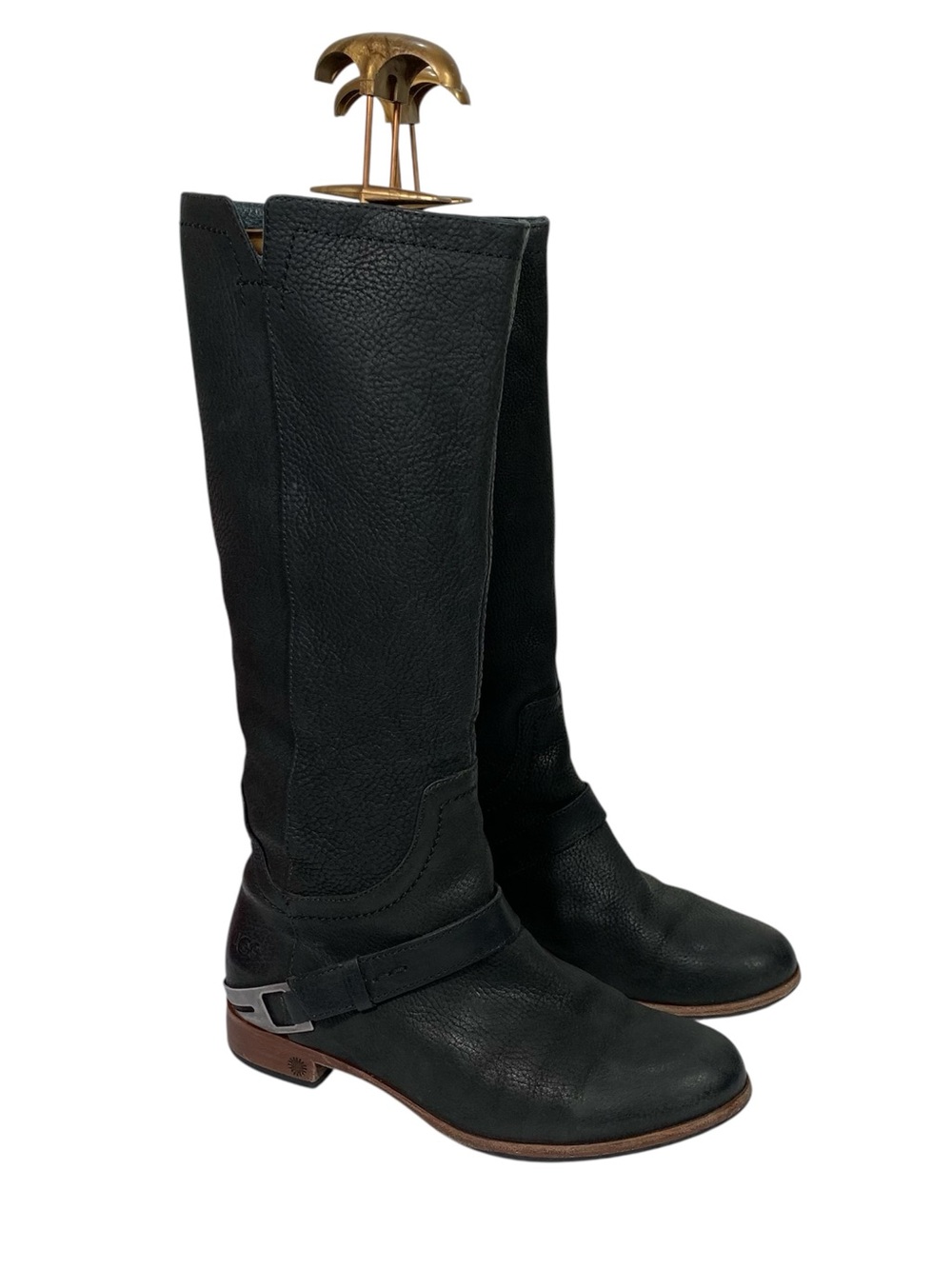 UGG Women’s Black Pebbled Leather Channing Riding Equestrian Boots Size 7.5